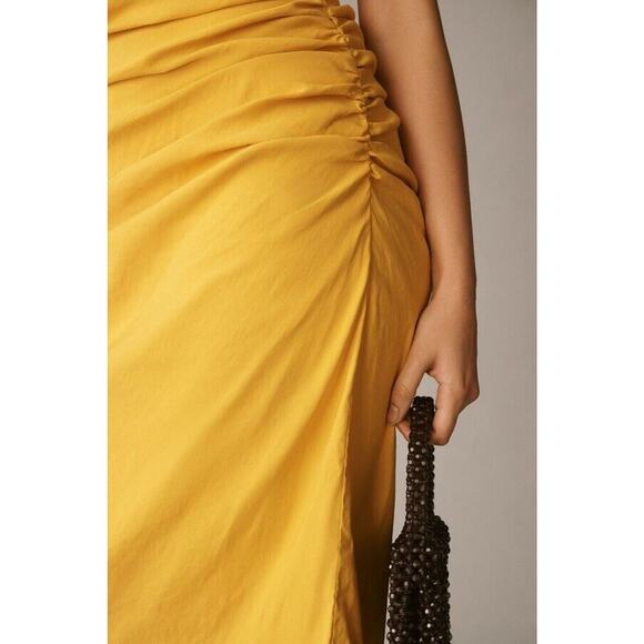 NEW Anthropologie The Soleil Slim Strapless Ruched Dress Mango Yellow Size 2X - Picture 3 of 13